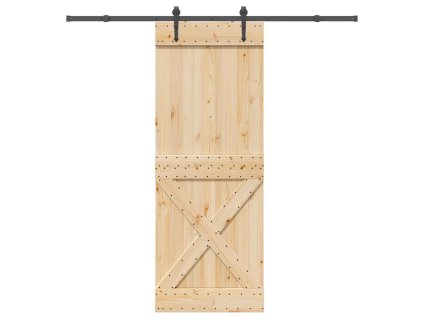 vidaXL Posuvné dveře s kováním 85 x 210 cm masivní borové dřevo