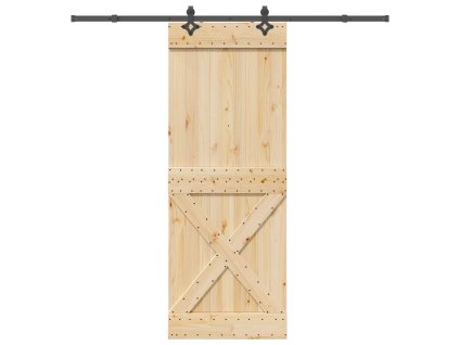 vidaXL Posuvné dveře s kováním 85 x 210 cm masivní borové dřevo