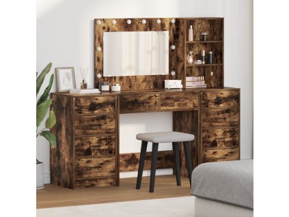 vidaXL Kosmetický stůl se zásuvkou 3 pcs Kouřový dub kompozitní dřevo