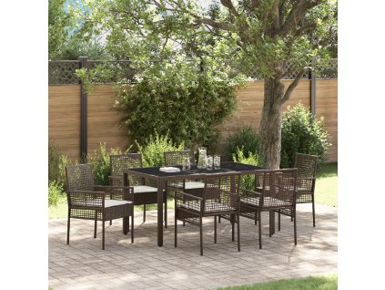 vidaXL Zahradní jídelní souprava 7 pcs Hnědá polyratan