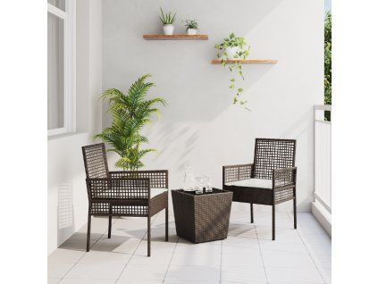 vidaXL Zahradní bistro set 3 pcs Hnědá polyratan