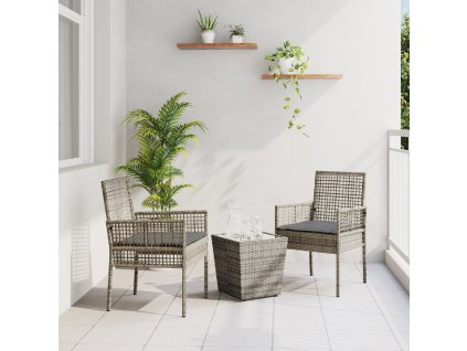 vidaXL Zahradní bistro set 3 pcs Šedá Poly ratan