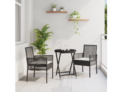 vidaXL Zahradní bistro set 3 pcs Černá polyratan