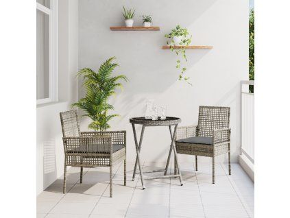 vidaXL Zahradní bistro set 3 pcs Šedá polyratan