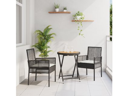 vidaXL Zahradní bistro set 3 pcs Černá Poly ratan