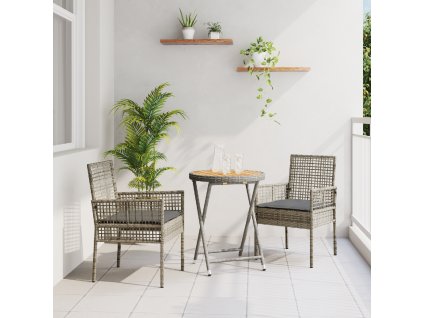 vidaXL Zahradní bistro set 3 pcs Šedá polyratan
