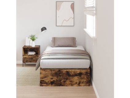 vidaXL Rám postele s úložným prostorem Kouřový dub 80 x 200 cm