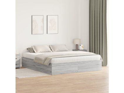 vidaXL Rám postele s úložným prostorem Šedá Sonoma 200 x 200 cm