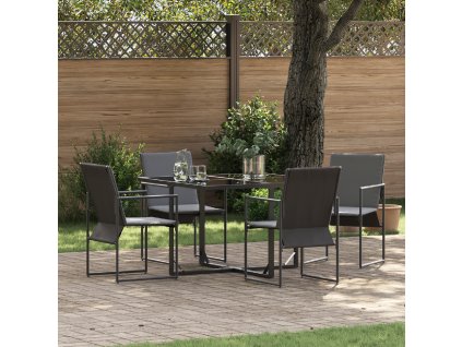 vidaXL Zahradní jídelní souprava 5 pcs Černá Ocel