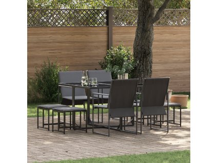 vidaXL Zahradní jídelní souprava 9 pcs Černá Ocel