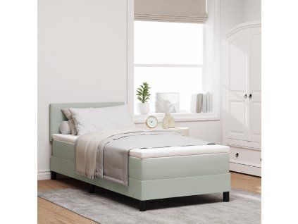 vidaXL Postel s boxspringem s čelo Světle šedá 90 x 190 cm samet