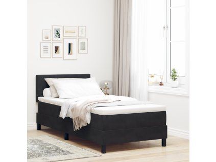 vidaXL Postel s boxspringem s čelo Černá 90 x 190 cm samet