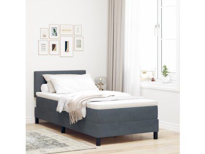 vidaXL Postel s boxspringem s matrací Tmavě šedá 90 x 200 cm samet