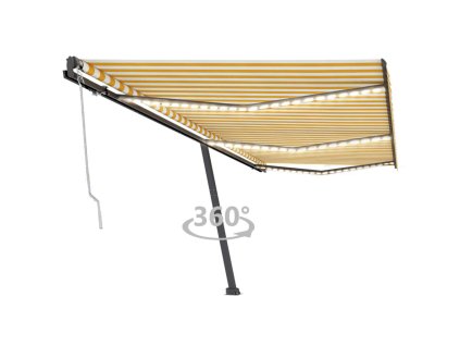 vidaXL Automatická markýza LED a senzor větru 600 x 300 cm žlutobílá