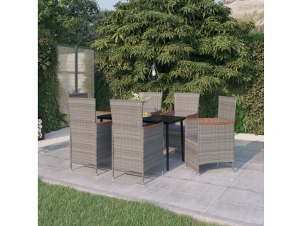 vidaXL 7dílný zahradní jídelní set s poduškami šedý