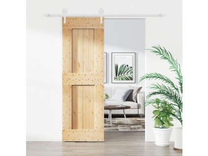 vidaXL Posuvné dveře s kováním 70 x 210 cm masivní borové dřevo