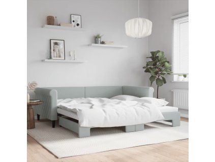 vidaXL Válenda s přistýlkou světle šedá 100 x 200 cm samet