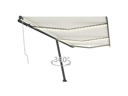 vidaXL Automatická markýza LED a senzor větru 600 x 300 cm krémová