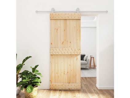 vidaXL Posuvné dveře s kováním 85 x 210 cm masivní borové dřevo