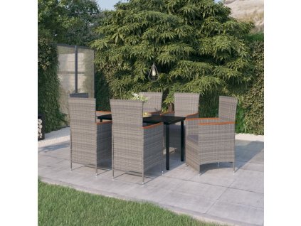 vidaXL 7dílný zahradní jídelní set s poduškami šedý