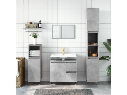 vidaXL 3dílný set koupelnového nábytku betonově šedý kompozitní dřevo