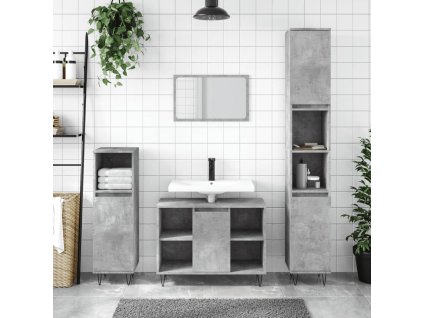 vidaXL 3dílný set koupelnového nábytku betonově šedý kompozitní dřevo