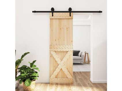 vidaXL Posuvné dveře s kováním 70 x 210 cm masivní borové dřevo