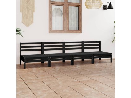 vidaXL 4dílná zahradní sedací souprava černá masivní borovice