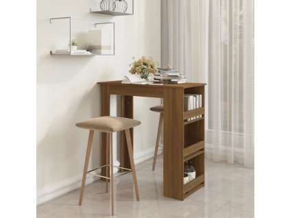 vidaXL Barový stůl s úložným regálem hnědý dub 102 x 50 x 103,5 cm