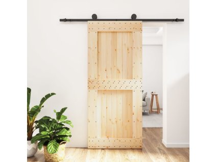 vidaXL Posuvné dveře s kováním 90 x 210 cm masivní borové dřevo