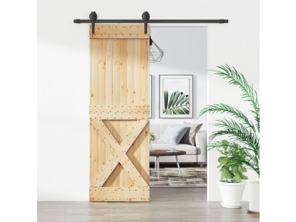 vidaXL Posuvné dveře s kováním 70 x 210 cm masivní borové dřevo