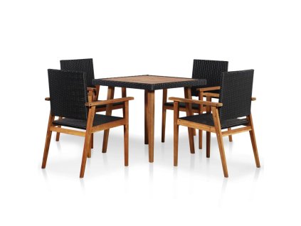vidaXL 5dílný zahradní jídelní set polyratan černo-hnědý