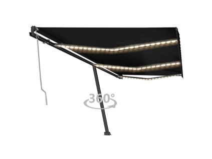 vidaXL Automatická markýza LED a senzor větru 600 x 300 cm antracitová