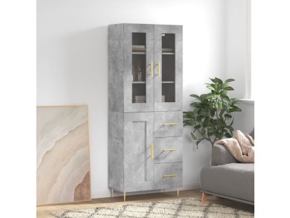 vidaXL Skříň highboard betonově šedá 69,5x34x180 cm kompozitní dřevo
