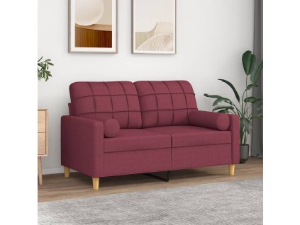vidaXL 2místná pohovka s polštáři vínová 120 cm textil
