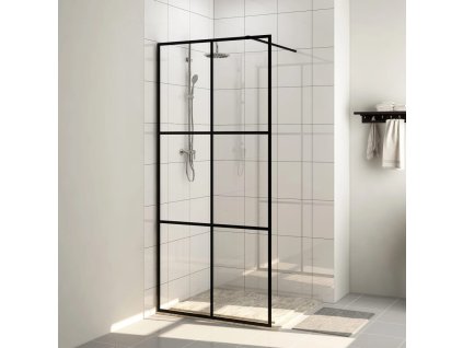 vidaXL Zástěna do průchozí sprchy čiré ESG sklo 80 x 195 cm černá