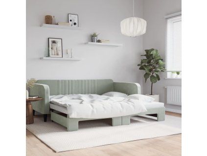 vidaXL Válenda s přistýlkou světle šedá 100 x 200 cm samet