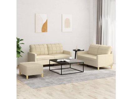 vidaXL 3dílná sedací souprava s poduškami krémová textil