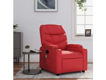 vidaXL Masážní polohovací křeslo červené umělá kůže