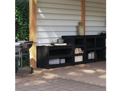 vidaXL Skříňky do venkovní kuchyně 2 ks černé masivní borové dřevo