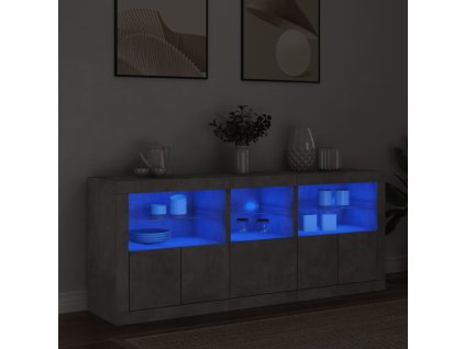 vidaXL Příborník s LED osvětlením betonově šedý 162 x 37 x 67 cm