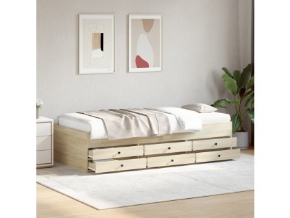 vidaXL Válenda se zásuvkami bez matrace dub sonoma 100 x 200 cm