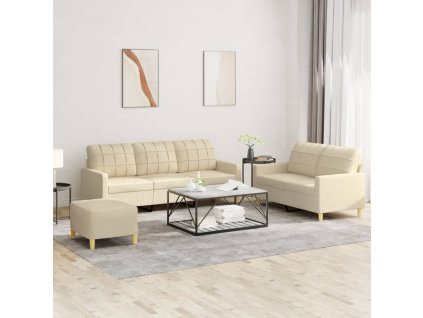 vidaXL 3dílná sedací souprava s poduškami krémová textil