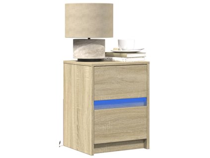 vidaXL Noční stolky s LED osvětlením 2 ks dub sonoma kompozitní dřevo
