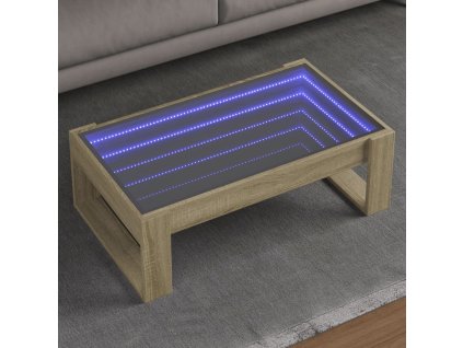 vidaXL Konferenční stolek s Infinity LED dub sonoma 90 x 53 x 30 cm