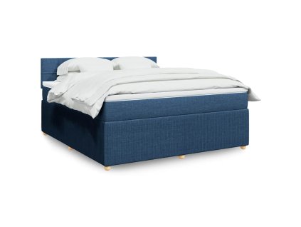 vidaXL Box spring postel s matrací modrá 180x200 cm textil
