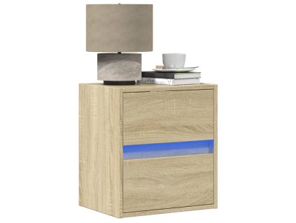 vidaXL Nástěnné noční stolky s LED osvětlením 2 ks dub sonoma