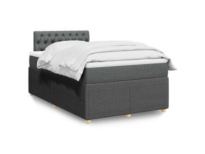 vidaXL Box spring postel s matrací tmavě šedá 120x190 cm textil
