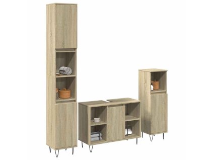 vidaXL 3dílný set koupelnového nábytku dub sonoma kompozitní dřevo