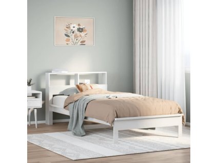 vidaXL Postel s knihovnou bez matrace bílá 90x190 cm masivní borovice